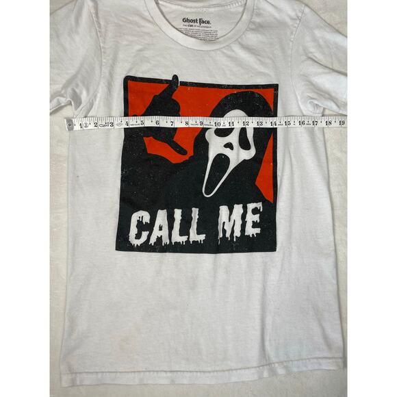 Ghost Face “Call Me” Horror Tee White Bioworld Size S - Picture 3 of 6